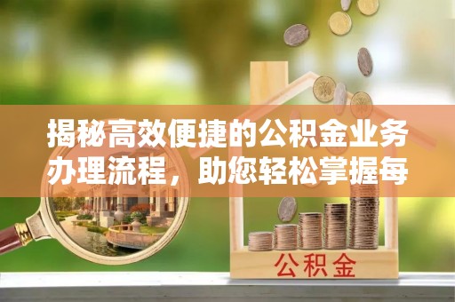 东西湖揭秘高效便捷的公积金业务办理流程，助您轻松掌握每一步