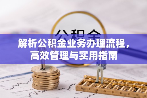 东西湖解析公积金业务办理流程，高效管理与实用指南