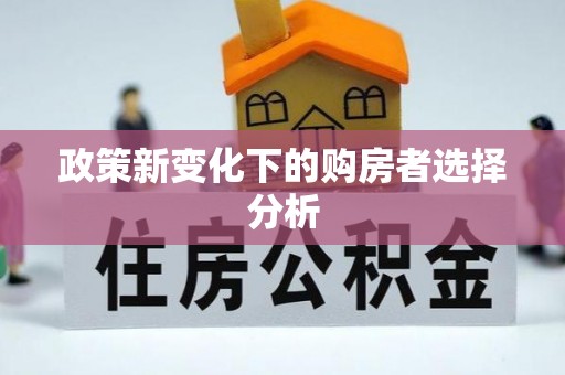 东西湖政策新变化下的购房者选择分析