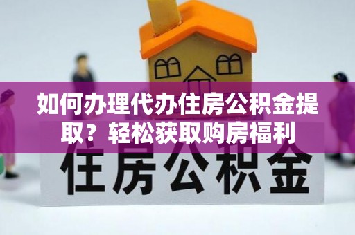 东西湖如何办理代办住房公积金提取？轻松获取购房福利