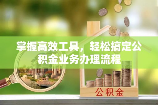 东西湖掌握高效工具，轻松搞定公积金业务办理流程